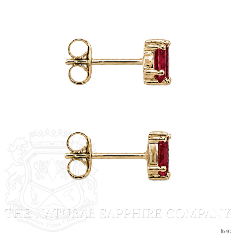 0.70 Ct.Tw. Pinkish Red Ruby and Ruby Studs Earrings, 14K Yellow Gold