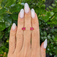 0.70 Ct.Tw.Total Carat Weight Pinkish Red Ruby and Ruby Studs Earrings, 14K Yellow Gold Life Style