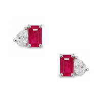 0.74 Ct.Tw. Ruby 14K White Gold earring