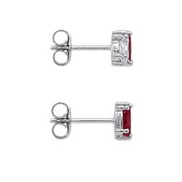 0.74&nbsp;Ct.Tw.Total Carat Weight Pinkish Red Ruby Studs Earrings, 14K White Gold Image