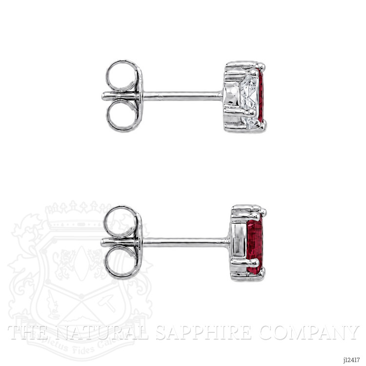 0.74 Ct.Tw. Pinkish Red Ruby Studs Earrings, 14K White Gold