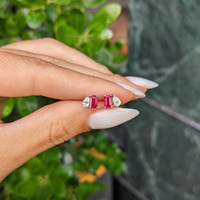 0.74&nbsp;Ct.Tw.Total Carat Weight Pinkish Red Ruby Studs Earrings, 14K White Gold Life Style