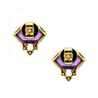 1.26&nbsp;Ct.Tw.Total Carat Weight Purple Amethyst and Natural Diamond Studs Earrings, 14K Yellow Gold Image