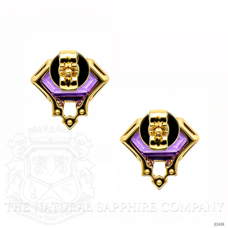 1.26 Ct.Tw. Purple Amethyst and Natural Diamond Studs Earrings, 14K Yellow Gold