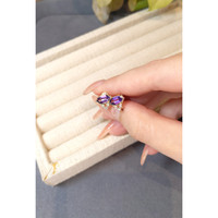 1.26&nbsp;Ct.Tw.Total Carat Weight Purple Amethyst and Natural Diamond Studs Earrings, 14K Yellow Gold Life Style