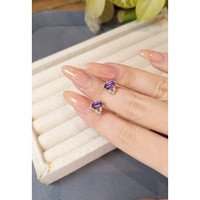 1.26&nbsp;Ct.Tw.Total Carat Weight Purple Amethyst and Natural Diamond Studs Earrings, 14K Yellow Gold Life Style