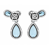 2.18 Ct.Tw.Total Carat Weight Blue Topaz and Natural Diamond Studs Earrings, Silver Image