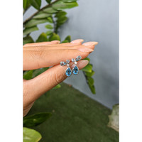 2.18 Ct.Tw.Total Carat Weight Blue Topaz and Natural Diamond Studs Earrings, Silver Life Style