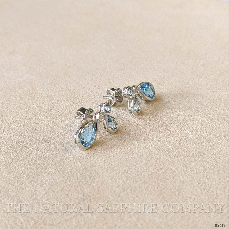 2.18 Ct.Tw. Blue Topaz and Natural Diamond Studs Earrings, Silver
