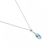1.96 Ct. Blue Topaz and Natural Diamond Accent Stones Necklace, Silver Image