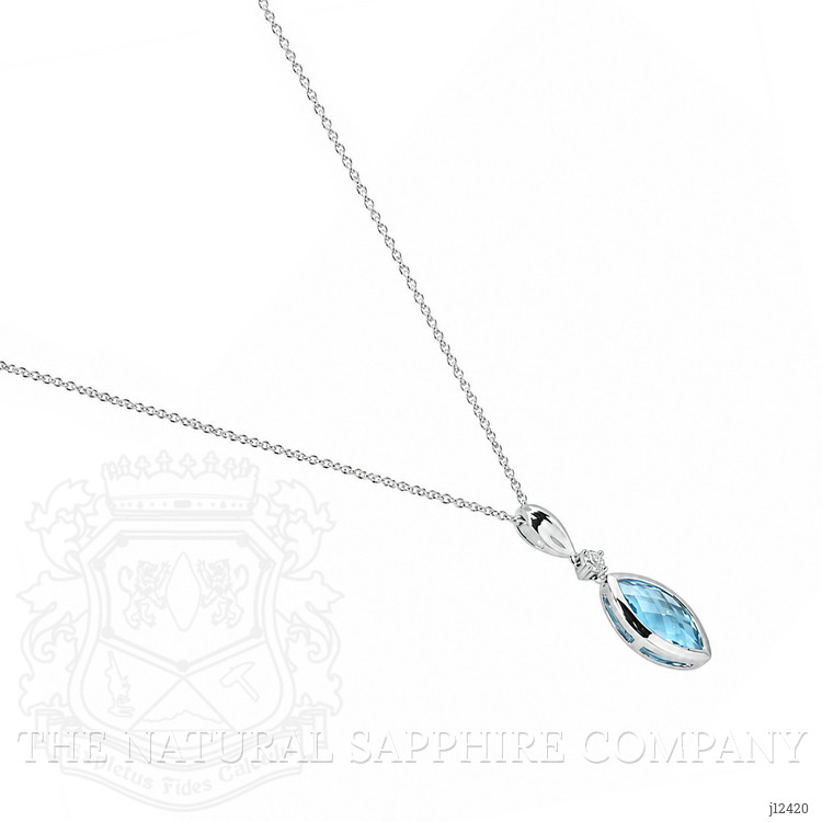 1.96 Ct. Blue Topaz and Natural Diamond Accent Stones Necklace, Silver