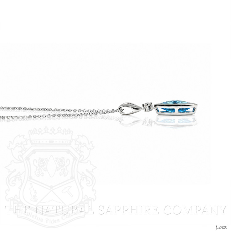1.96 Ct. Blue Topaz and Natural Diamond Accent Stones Necklace, Silver