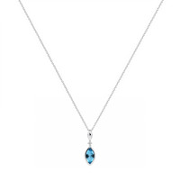 1.96 Ct. Blue Topaz and Natural Diamond Accent Stones Necklace, Silver Image