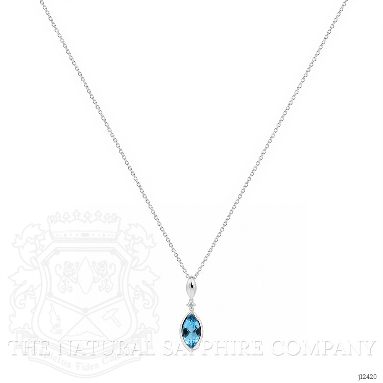 1.96 Ct. Blue Topaz and Natural Diamond Accent Stones Necklace, Silver