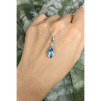 1.96 Ct. Blue Topaz and Natural Diamond Accent Stones Necklace, Silver Life Style