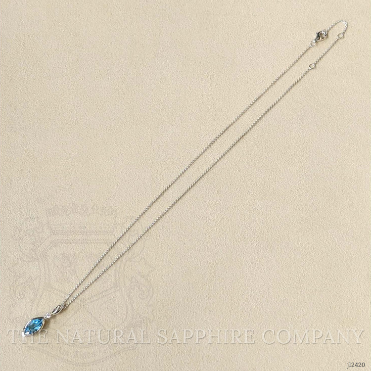 1.96 Ct. Blue Topaz and Natural Diamond Accent Stones Necklace, Silver