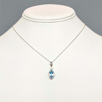 1.96 Ct. Blue Topaz and Natural Diamond Accent Stones Necklace, Silver Life Style