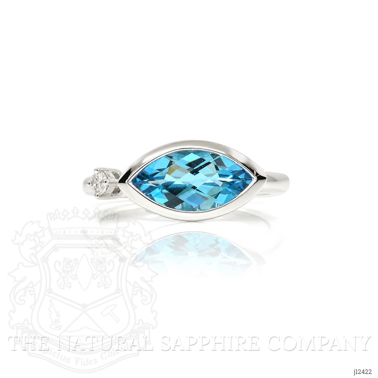 1.85 Ct. Blue Topaz and Natural Diamond Bezel Ring, Silver