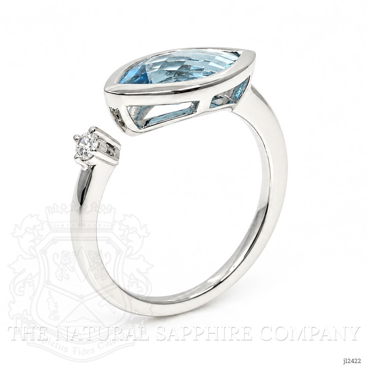 1.85 Ct. Blue Topaz and Natural Diamond Bezel Ring, Silver