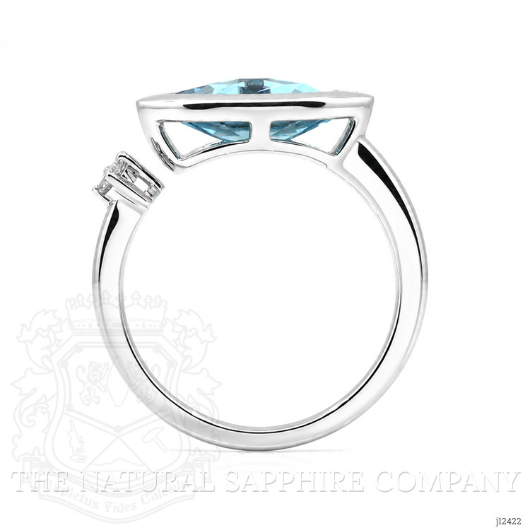 1.85 Ct. Blue Topaz and Natural Diamond Bezel Ring, Silver