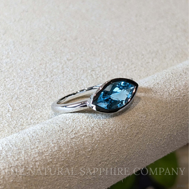 1.85 Ct. Blue Topaz and Natural Diamond Bezel Ring, Silver