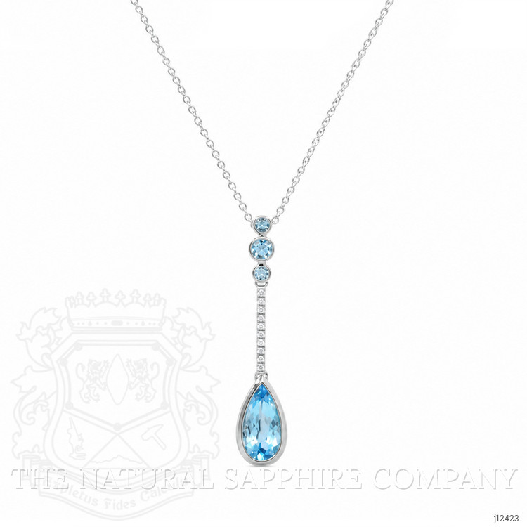 1.82 Ct. Blue Topaz and Natural Diamond Bezel Pendant, Silver