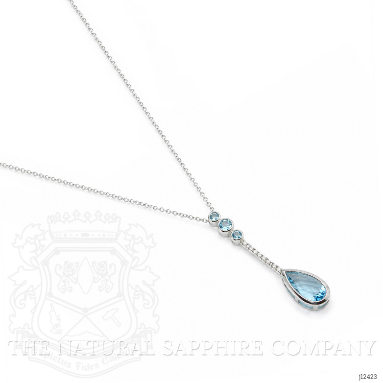 1.82 Ct. Blue Topaz and Natural Diamond Bezel Pendant, Silver