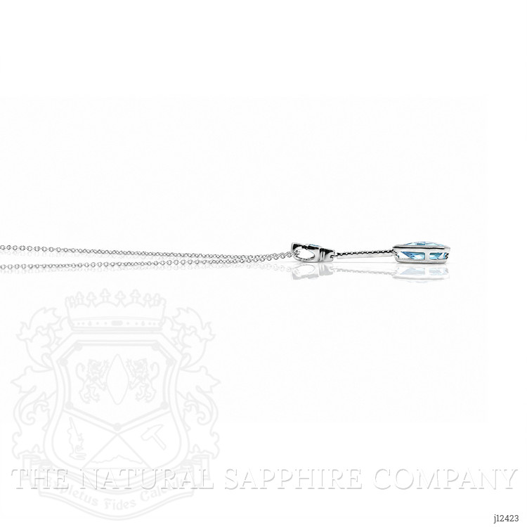 1.82 Ct. Blue Topaz and Natural Diamond Bezel Pendant, Silver