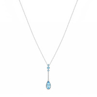 1.82 Ct. Blue Topaz and Natural Diamond Bezel Pendant, Silver Image