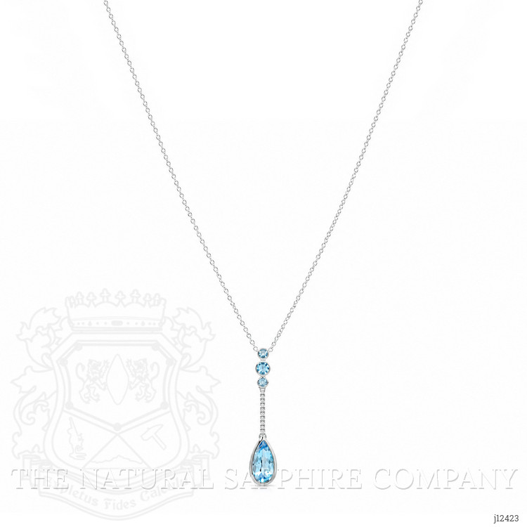 1.82 Ct. Blue Topaz and Natural Diamond Bezel Pendant, Silver