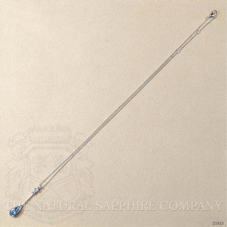 1.82 Ct. Blue Topaz and Natural Diamond Bezel Pendant, Silver