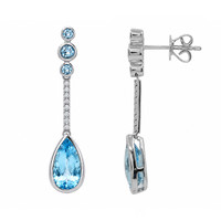 2.88&nbsp;Ct.Tw.Total Carat Weight Blue Topaz Studs Earrings, Silver Image
