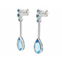 2.88 Ct.Tw.Total Carat Weight Blue Topaz Studs Earrings, Silver Image
