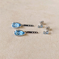 4.68 Ct.Tw.Total Carat Weight Blue Topaz Studs Earrings, Silver Life Style