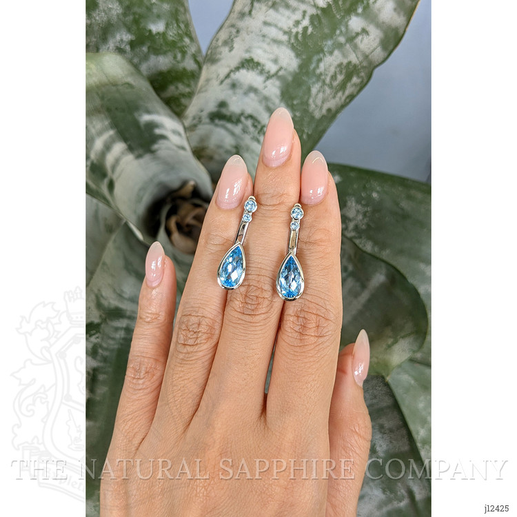 4.68 Ct.Tw. Blue Topaz Studs Earrings, Silver