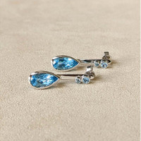 4.68 Ct.Tw.Total Carat Weight Blue Topaz Studs Earrings, Silver Life Style