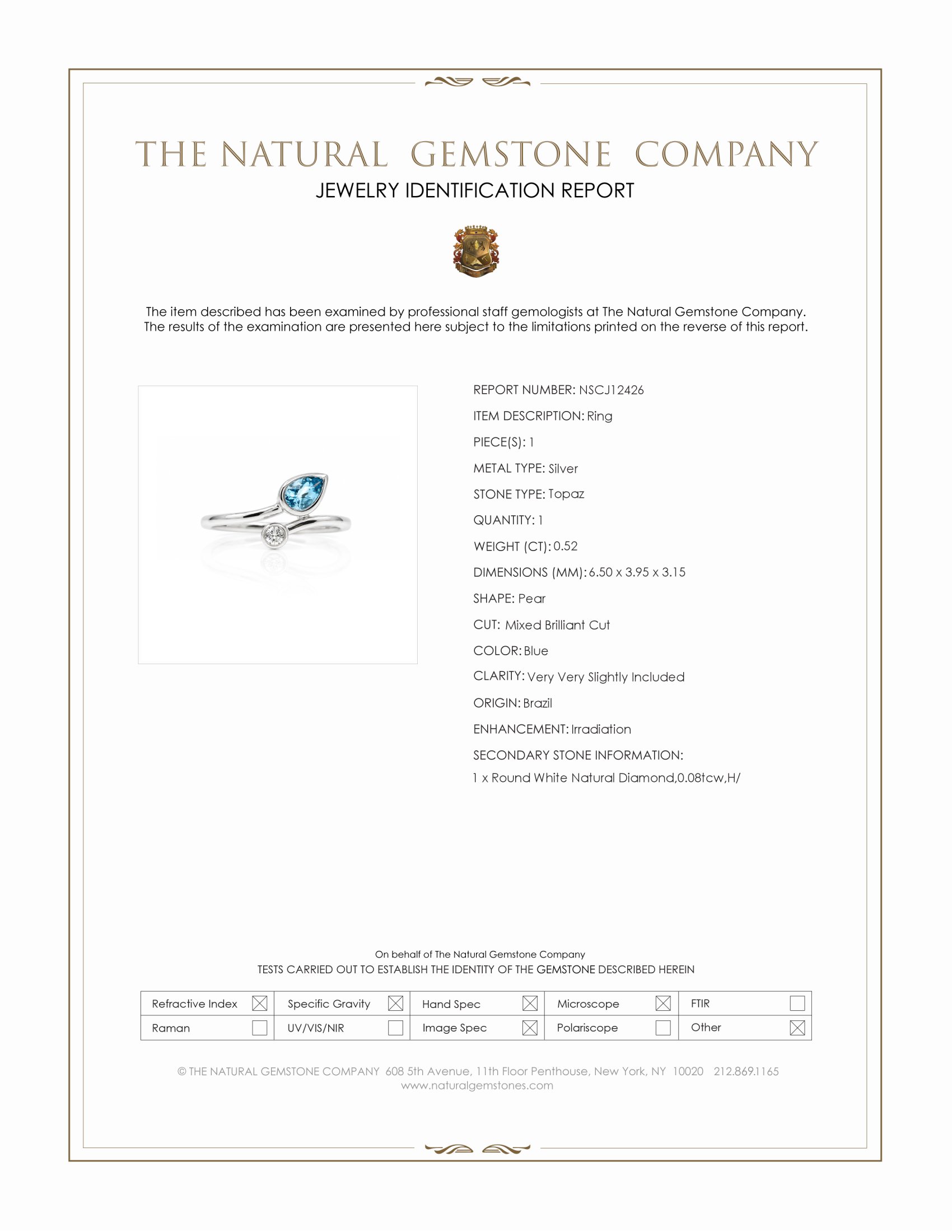 0.52 Ct. Blue Topaz and Natural Diamond Bezel Ring, Silver