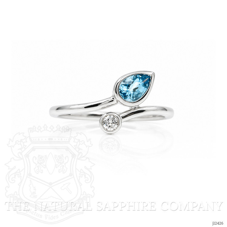 0.52 Ct. Blue Topaz and Natural Diamond Bezel Ring, Silver