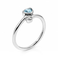 0.52 Ct. Blue Topaz and Natural Diamond Bezel Ring, Silver Image