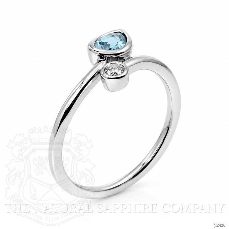 0.52 Ct. Blue Topaz and Natural Diamond Bezel Ring, Silver