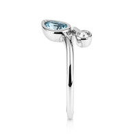 0.52 Ct. Blue Topaz and Natural Diamond Bezel Ring, Silver Image
