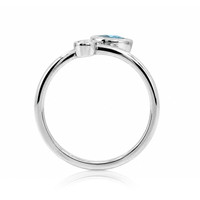 0.52 Ct. Blue Topaz and Natural Diamond Bezel Ring, Silver Image