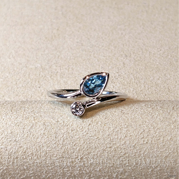 0.52 Ct. Blue Topaz and Natural Diamond Bezel Ring, Silver