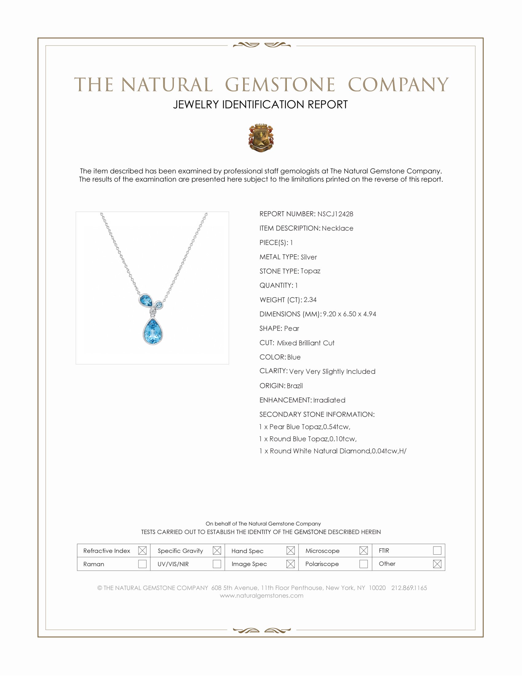 2.34 Ct. Blue Topaz and Natural Diamond Multi Stone Necklace, Silver