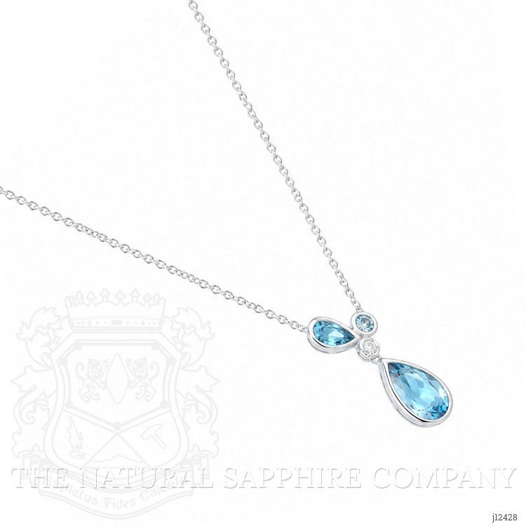 2.34 Ct. Blue Topaz and Natural Diamond Multi Stone Necklace, Silver
