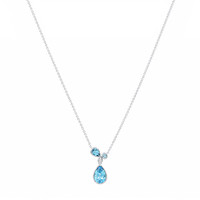 2.34 Ct. Blue Topaz and Natural Diamond Multi Stone Necklace, Silver Image