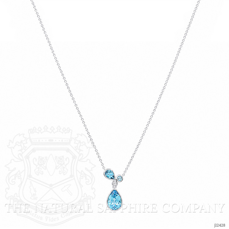 2.34 Ct. Blue Topaz and Natural Diamond Multi Stone Necklace, Silver