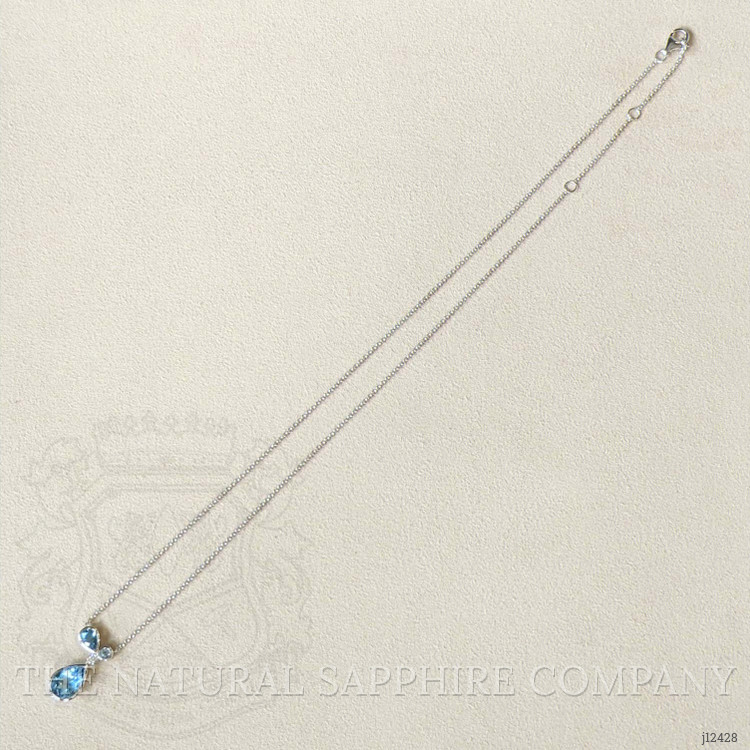 2.34 Ct. Blue Topaz and Natural Diamond Multi Stone Necklace, Silver