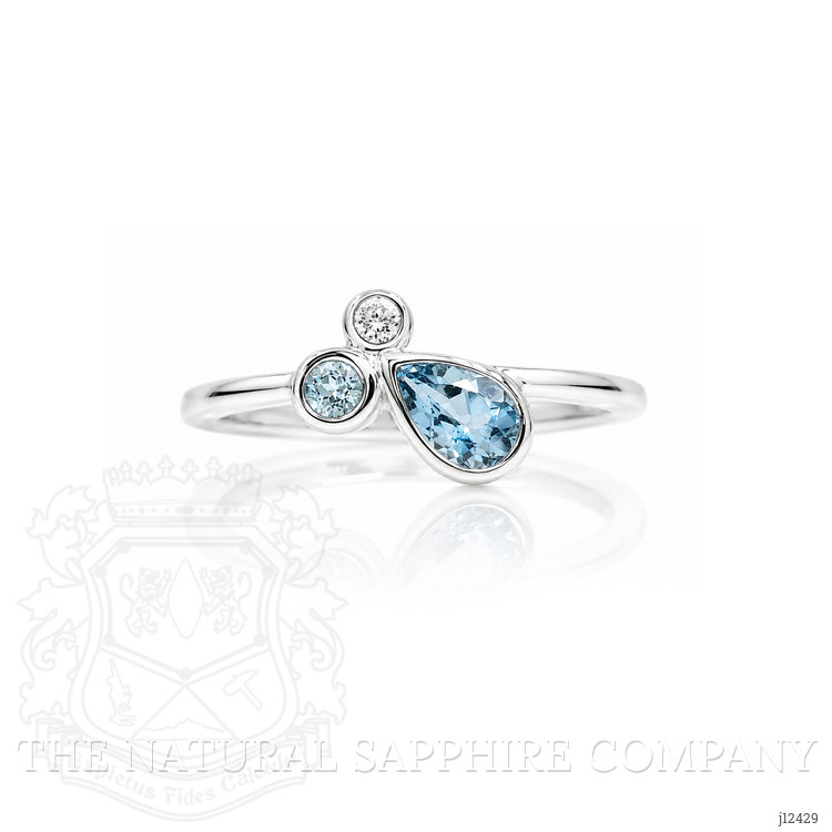 0.48 Ct. Blue Topaz and Natural Diamond Bezel Ring, Silver
