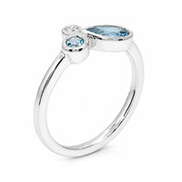 0.48 Ct. Blue Topaz and Natural Diamond Bezel Ring, Silver Image